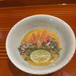 銀座 きた川 - ボタンエビ、ウニ、イカ(追加料金)