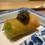 眞善美 - 熊本　新銀杏の春巻き　胡麻油でマリネしたキャビア