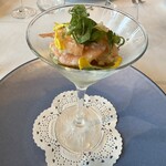 RoastBeef&Grill ROSSINI - ・前菜～天使の海老のマリネ レモン塩麴　そら豆のムース　ココナッツ風味