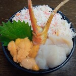 314996136 - 三色丼（かに・生うに・ほたて）