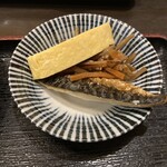でんがく･季節料理 おかじま - 一品（卵焼き、きんぴら、鯖塩焼き）