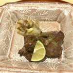 銀座 しのはら - すっぽんの肝ダレ焼き、賀茂茄子の天ぷら