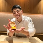 銀座 しのはら - マンゴーとパッションフルーツのフォアグラ最中