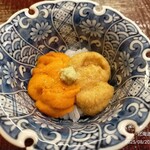 鮨みなと - 18品目、ウニ2種。最奥過ぎます。