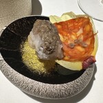 ラ・ヴァガボンド - 淡路島の鱧　シャンピニオンソース　イベリコ豚のチョリス