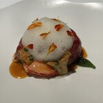 ラ・ヴァガボンド - フランスブルターニュ産オマールブルー　ジュオマールのソース　　鷹峯唐辛子　ジロール茸