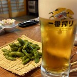文よし - 先ずはビールと枝豆❗️
