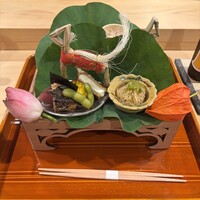 銀座 きた川 - 先付八寸はお盆にちなんだ盛り付け