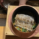まとい 銀座 - 締めのご飯　太刀魚ととうもろこし