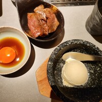 焼肉ぽんが 田町店 - 焼きしゃぶとデザート（バニラアイス）