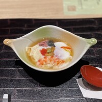 個室和食 肉割烹 吟次郎 品川駅前店 - 先付け　温泉卵に色々入ってました