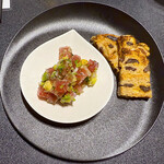 Japanese Soba Noodles 蔦 - 前菜1皿目は「鮪とアボカドのカルパッチョ風」