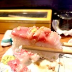 日本海すし - トロのとろけるような脂にわさびを添えて