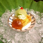 たか田八祥 - 先付け（雲丹の煮凝り、蓮根のとうふ）