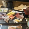 寿司政 - 料理写真:お造り盛り合わせ、一本義物語（日本酒）　¥3500