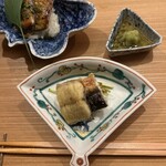 東茶屋 なかむら - 6品目　鰻の白焼きと鰻丼。パリパリの白焼きの皮が旨い