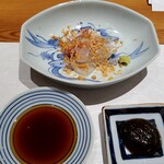 すし 碧海 - 真鯛の鮟肝掛け、ポン酢、昆布醤油