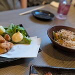 炭火焼鳥くわどり - 鶏の唐揚げ　揚げ出し豆腐