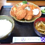 とんかつ すず広 - ミックス定食※ヒレ、海老、白身魚