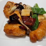 中国料理 四川 - 朱雀ランチコースのタコの唐揚げ四川唐辛子炒め