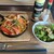 Life's Lounge cafe - 料理写真:昔ながらの鉄板ナポリタン　サラダ付き　税込500円　最近は店によっては付いてこない粉チーズが付いて来るのは嬉しい