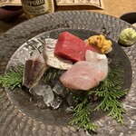 炉ばた 魚竹 - いさき、太刀魚、本鮪、あら、コチ、雲丹