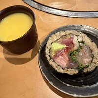 羽田市場 ギンザセブン - コーンスープ、太巻き 羽田市場 ギンザセブン - コーンスープ、太巻き