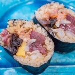 うを徳 - 2025.8 夏のメガ太巻き（赤貝、アンキモ、真蛸、石鯛、赤身、かんぴょう、玉子焼き）