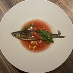 スウィング ストンプ スウェイ - 冷製 鮎のコンフィ スイカのガスパチョ フェタチーズ