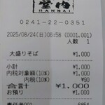 坂内食堂 - レシート。