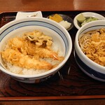  大村庵  - 天丼セット(1,050yen) 蕎麦は冷たぬき