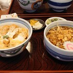  大村庵  - カツ丼セット(1,050yen) 蕎麦は冷たぬき