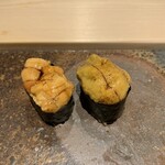 鮨 銀座 おのでら - 紫ウニとバフンウニ