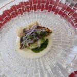 ラ・グランターブル ドゥ キタムラ - 魚料理　知多半島沖・天然鯛のグリル　鮮魚のタルタルを包んだ湯葉を添えてソース・ブールブラン