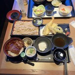 徳樹庵 - うな丼とろろ添え夏の天ぷら御膳。