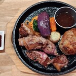 STEAK&HAMBURG ひげ - 荒挽きハンバーグ＆サフォーククロスラムランプ200ｇ