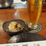 鳥扇 - 付き出しは大根おろし