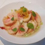 魚河岸トミーナ - 桃の冷製パスタ(3600円)