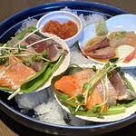 魚祭 - 鮮魚のカルパッチョ、甘海老の醤油漬け、チャンジャ