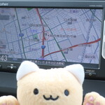 やまどん - 店舗位置（カーナビ画面，ノースアップ）※※店舗は「大宮総合食品地方卸売市場」の場内，ぴーにゃっつ