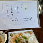 いろり　じねん - 刺身の説明書