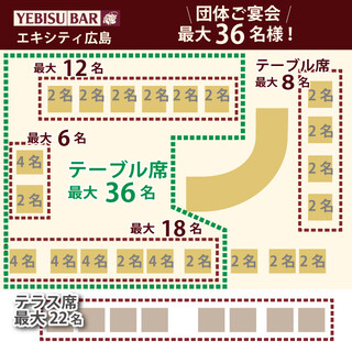 全席56席！最大36名様のご宴会OK◎
カウンター席7席、テラス席最大22名OK