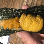 赤坂 鮨大谷 - 牡丹海老フリット、紫雲丹トマトポン酢