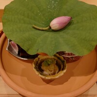 銀座 きた川 - 前菜（魚素麺、ジーマミー豆腐、鱧の南蛮漬、締め鯖）
                    白茄子の天ぷら