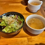 焼肉居酒屋みのわ - 定食セットサラダ＆スープ