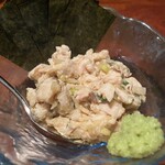 鳥ゴロー - 鳥のなめろうは、レア感が減って安全食感に。
