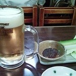 小倉山 - 生ビール\460とお通し\333（税抜き）