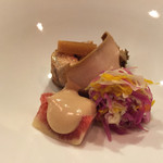 日本料理 たかむら - 鮑蒸し いちじくごまだれ もってのほかおひたし
       子持ち鮎煮