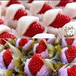 御菓子司　福岡屋  - 【上】いちご大福【小粒@270円☆【中粒】@300円☆【大粒@330円【下】✧〖いちご桜〗☻【数量限定】★2コ入りセットで販売(620えん)(@310えん)✨.ﾟ･*..☆.｡.:*✨.☆.