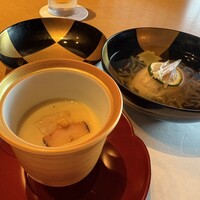 ダイニング 花火 - さざえの磯香蒸、 鱧真薯 春紅葉麩